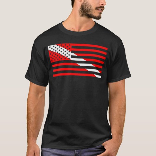Scuba Flag Diver Down American Flag USA Tauchen T-Shirt (Vorderseite)