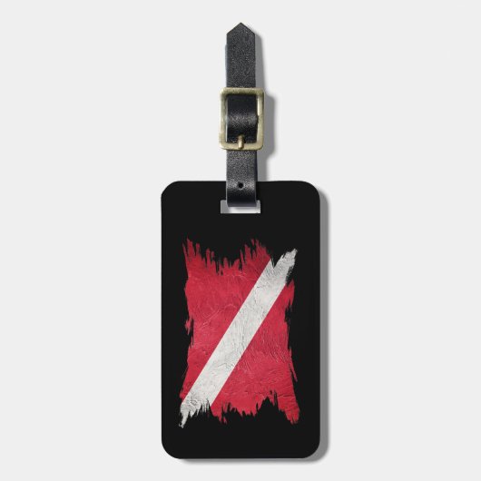 Scuba-Flagge, Pinselstrich, Taucherabtrieb, Tauchf Gepäckanhänger (Vorderseite vertikal)