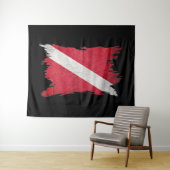 Scuba-Flagge, Pinselstrich, Taucherabtrieb, Tauchf Wandteppich (Beispiel (Horizontal))