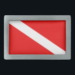 Scuba-Flagge Rechteckige Gürtelschnalle<br><div class="desc">Taucher "scuba diver" "scuba diving" Flagge "dive flag" "diver down" "scuba flag"</div>