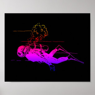 Scuba Glow Diver Poster