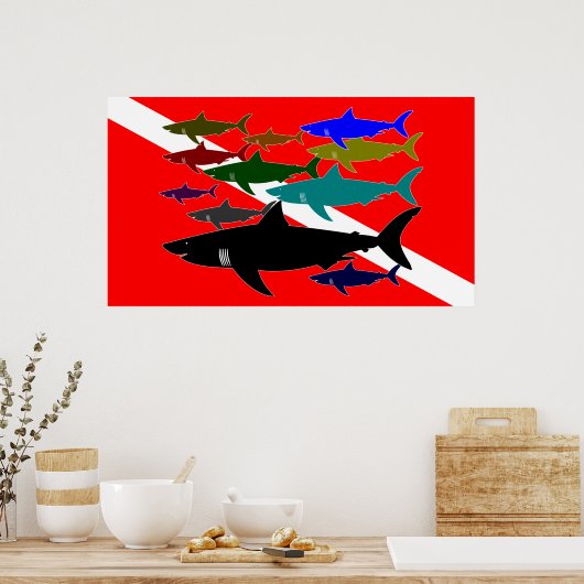 Scuba/Hai-Poster Poster (Küche)
