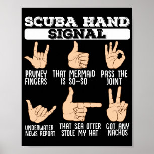 Scuba Hand signalisiert Scuba Diver Poster