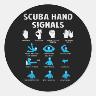 Scuba Hand signalisiert Sprachtauchsignaturen Tauc Runder Aufkleber