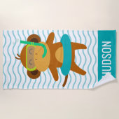 Scuba Monkey Personalisiert Beach Handtuch (Vorderseite)