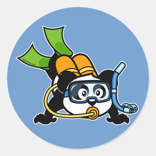 Scuba Panda Runder Aufkleber (Vorderseite)