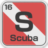 Scuba Periodic table dive flag sticker (Vorderseite)