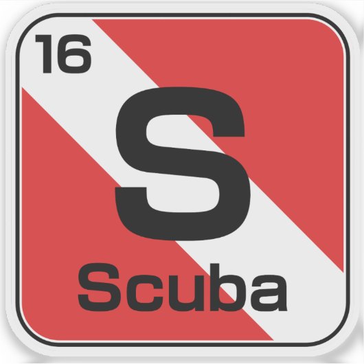 Scuba Periodic table dive flag sticker (Vorderseite)
