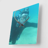Scuba Quadratische Wanduhr (Winkel)