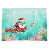 Scuba Santa Underwater Christmas Große Geschenktüte (Vorderseite)