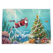 Scuba Santa Underwater Christmas Holiday Große Geschenktüte (Vorderseite)