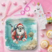 Scuba Santa Underwater Christmas Pappteller (Party)