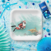 Scuba Santa Underwater Christmas Pappteller (Party)