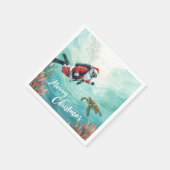 Scuba Santa Underwater Christmas Serviette (Ecke)