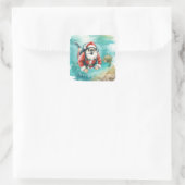 Scuba Santa Underwater Merry Christmas Quadratischer Aufkleber (Tasche)