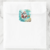 Scuba Santa Underwater Merry Christmas Quadratischer Aufkleber (Tasche)
