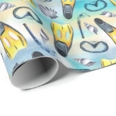 Scuba Snorkel Birthday Party Blue Geschenkpapier (Rolleneckpunkt)