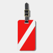 Scuba-Taucher-Symbol mit roter Diagonale Gepäckanhänger (Vorderseite vertikal)