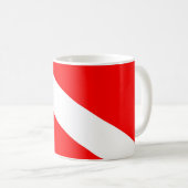 Scuba-Taucher-Symbol mit roter Diagonale Kaffeetasse (VorderseiteRechts)