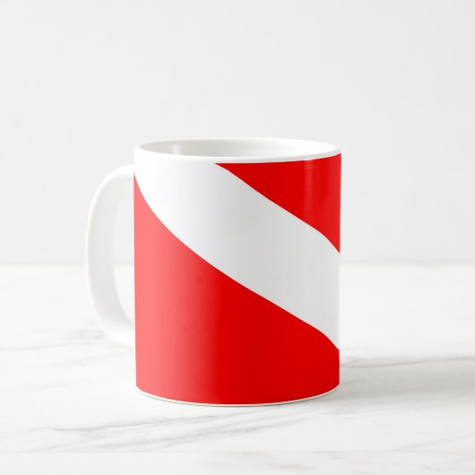 Scuba-Taucher-Symbol mit roter Diagonale Kaffeetasse (Vorderseite Links)