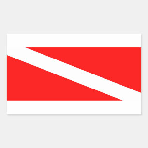 Scuba-Taucher-Symbol mit roter Diagonale Rechteckiger Aufkleber