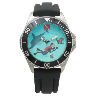 SCUBA TAUCHT MIT SHARK UND TURTLE ARMBANDUHR