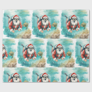 Scuba-Weihnachtsmann Unterwasser-Weihnachten Geschenkpapier