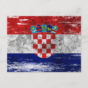 Scuffe und abgeworfene kroatische Flagge Postkarte