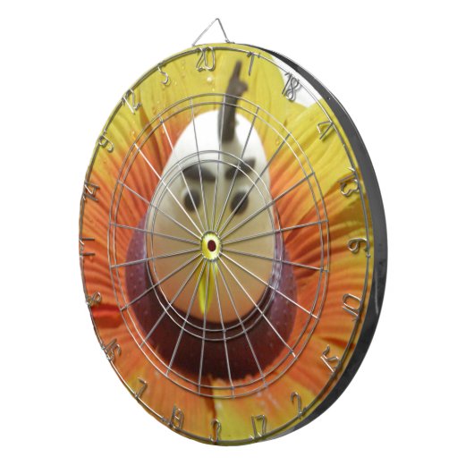 Sculpted Bird in Sunflower Art Print Dartscheibe (Vorderseite rechts)