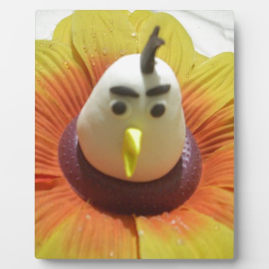 Sculpted Bird in Sunflower Art Print Fotoplatte (Vorderseite)