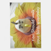 Sculpted Bird in Sunflower Art Print Geschirrtuch (Vertikal)