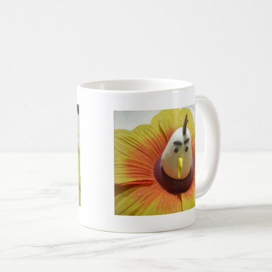 Sculpted Bird in Sunflower Art Print Kaffeetasse (VorderseiteRechts)