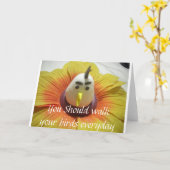 Sculpted Bird in Sunflower Art Print Karte (Gelbe Blume)