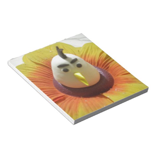 Sculpted Bird in Sunflower Art Print Notizblock (angewinkelt)