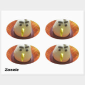 Sculpted Bird in Sunflower Art Print Ovaler Aufkleber (Blatt)