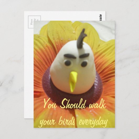 Sculpted Bird in Sunflower Art Print Postkarte (Vorne/Hinten)