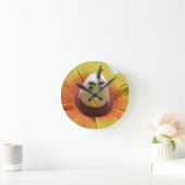 Sculpted Bird in Sunflower Art Print Runde Wanduhr (Zuhause)