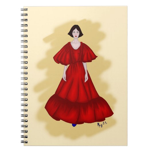 Sculptural Red Gown with Minimalist Mood Notizblock (Vorderseite)