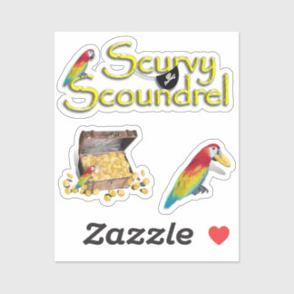 Scurvy Scoundrel! Papagei und Piratenpost Aufkleber