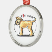 SCWT Wheaten Terrier Lover Silbernes Ornament (Links)