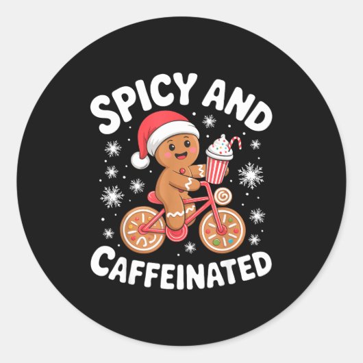 Scy And Caffeinated Gingerbread Funny Coffee Chris Runder Aufkleber (Vorderseite)
