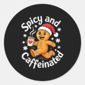 Scy And Caffeinated Shirt Men Women Gingerbread Ch Runder Aufkleber (Vorderseite)