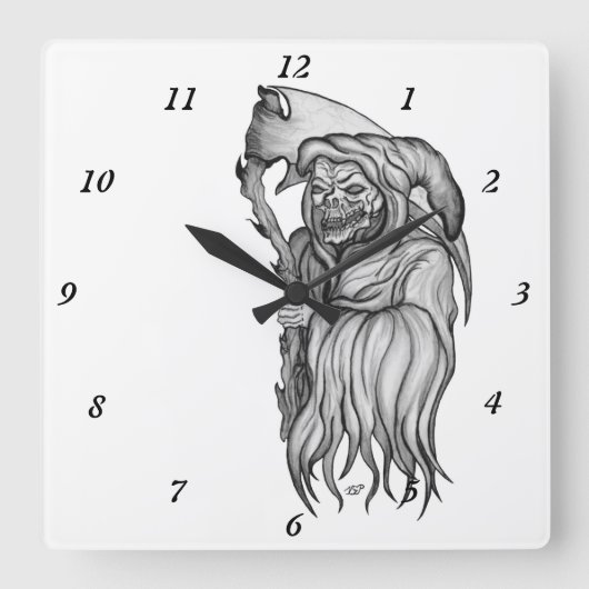 Scythe man - Der Tod, der grimmige Sensenmann Quadratische Wanduhr (Vorderseite)