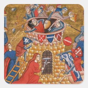 Scythian Frauen, die ihre Feinde belagern Quadratischer Aufkleber