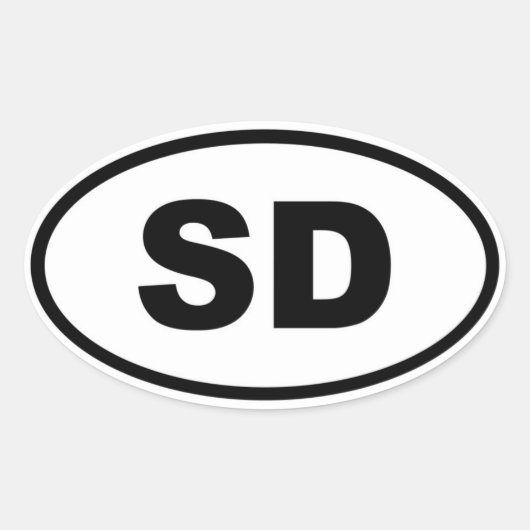 SD South Dakota Ovaler Aufkleber (Vorderseite)