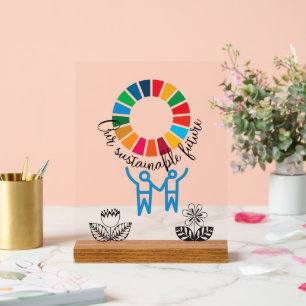 SDG-Schreibtischschild - ESG-Büromotivator Acrylschild
