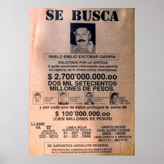SE BUSCA ESCOBAR 1 POSTER