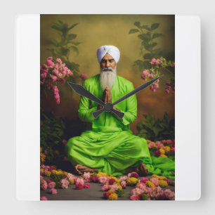 Se sant Shiromani Baba Ravidas Sikh Meditation in Quadratische Wanduhr