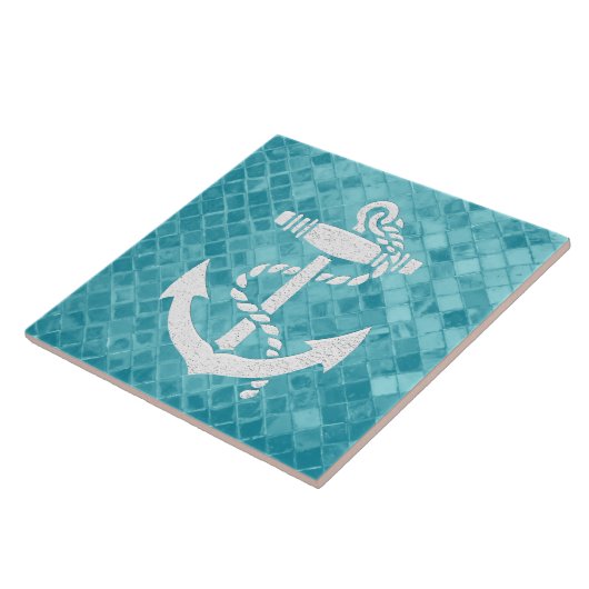 Sea Anchor auf Aqua Sea Glass Pattern Fliese (Seite)