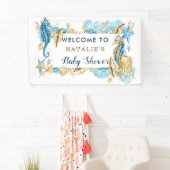 Sea and Beach Blue Gold Baby Dusche Banner (Insitu)